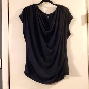 Lane Bryant ruched top with drape style neckline short sleeve 18/20 W black